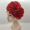 Trendy Silk Flower Turban Cap for Women Soild Color Beanies Hat Muslim Headscarf Hijab Bonnet Female Head Wraps Turbante Mujer 2