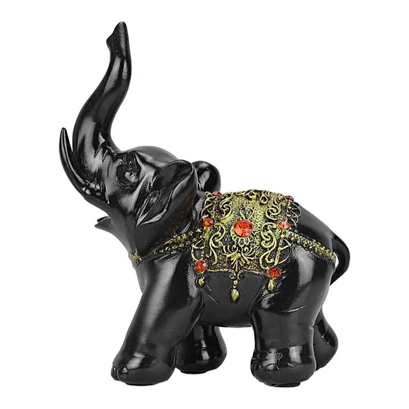 

Modern Black Lucky Elephant Statue Feng Elephant Trunk Sculpture Lucky Wealth Figurine Crafts Ornaments For Home Desktop Decor