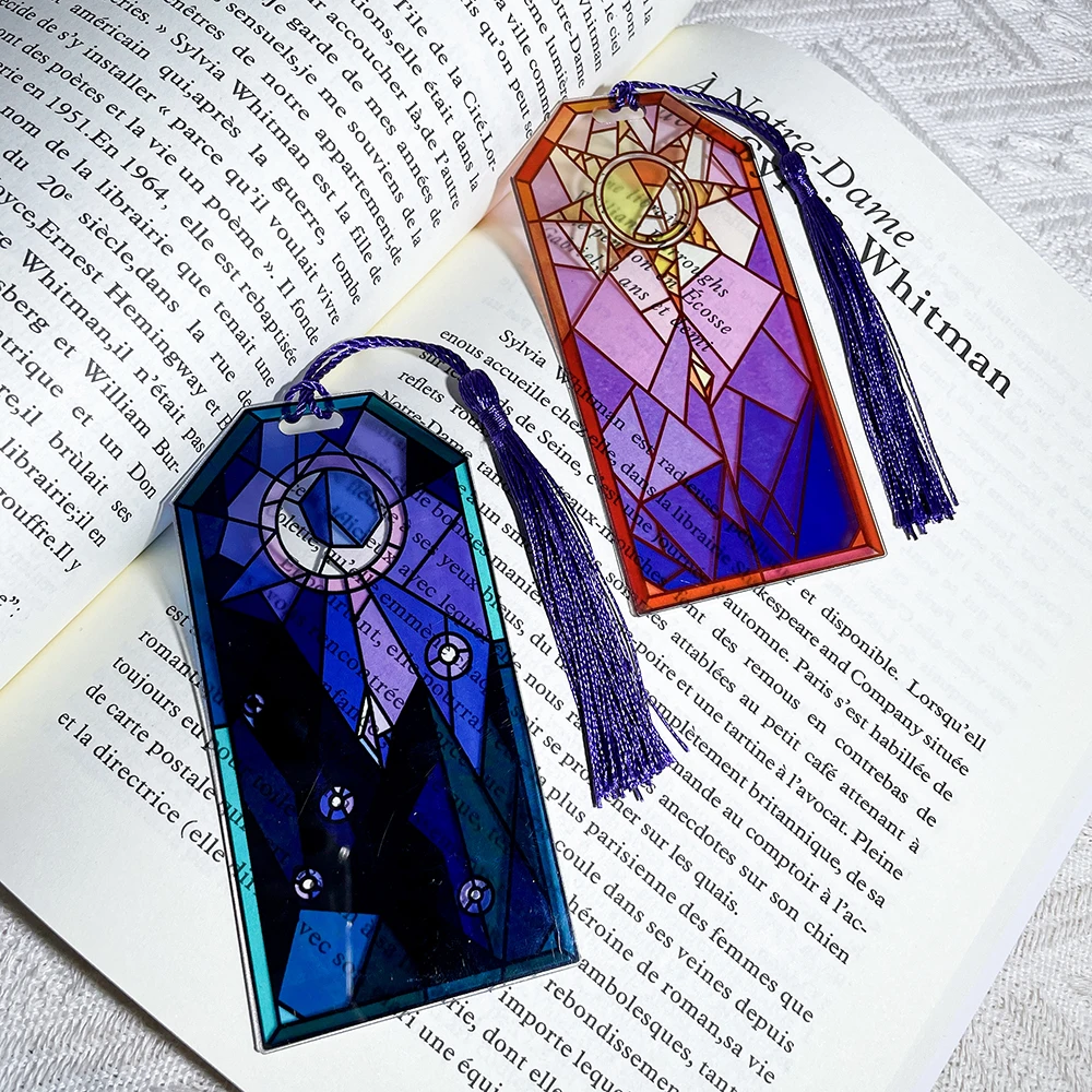 2pcs Creative Sun and Moon Acrylic Bookmarks Book Lovers Collection Reading Marker Gifts Stationery