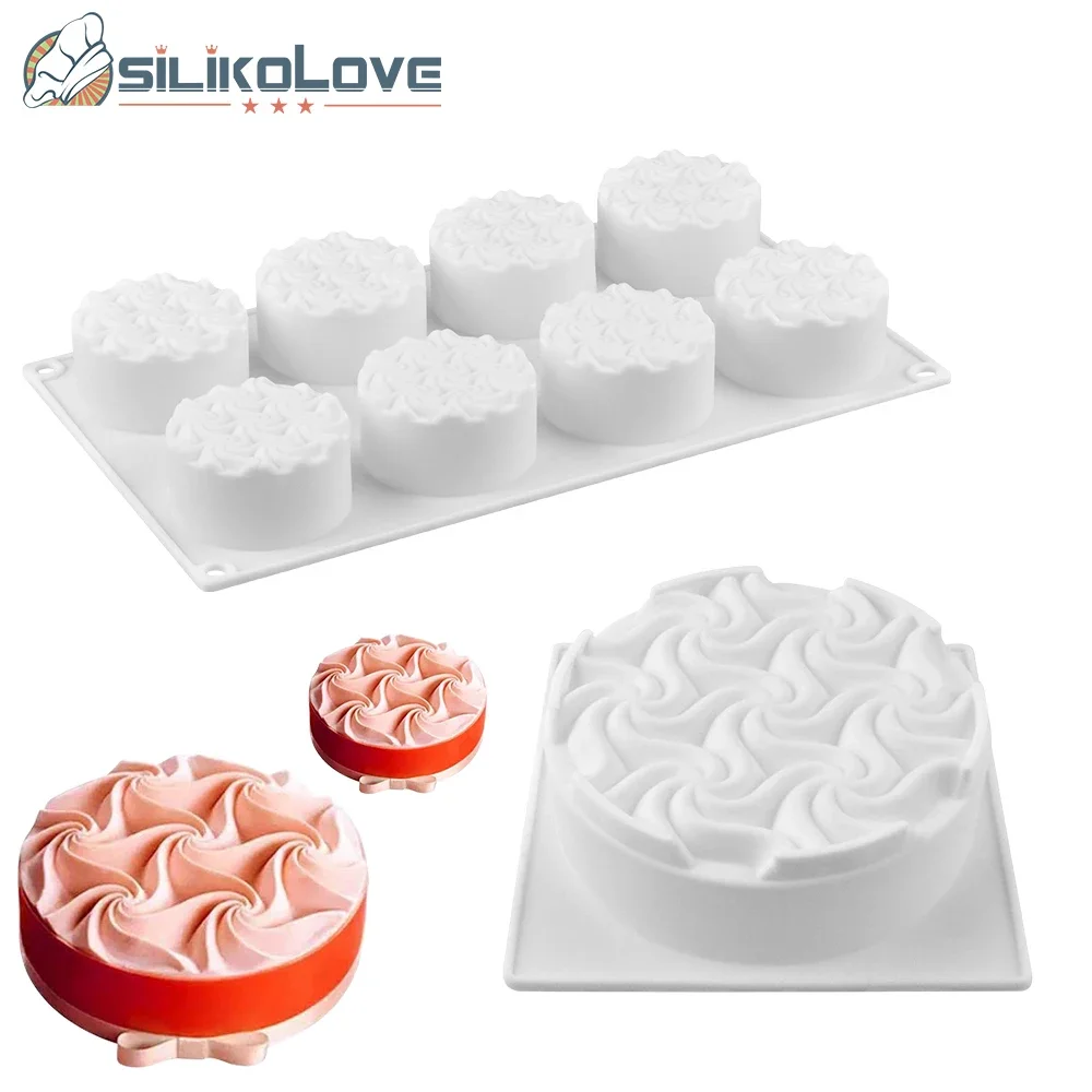 

2psc/set Spiral Flower Mousse Cake Mold Silicone Molds for DIY Baking Desserts Kitchen Bakeware Tools Art Cake Form Tray Mould