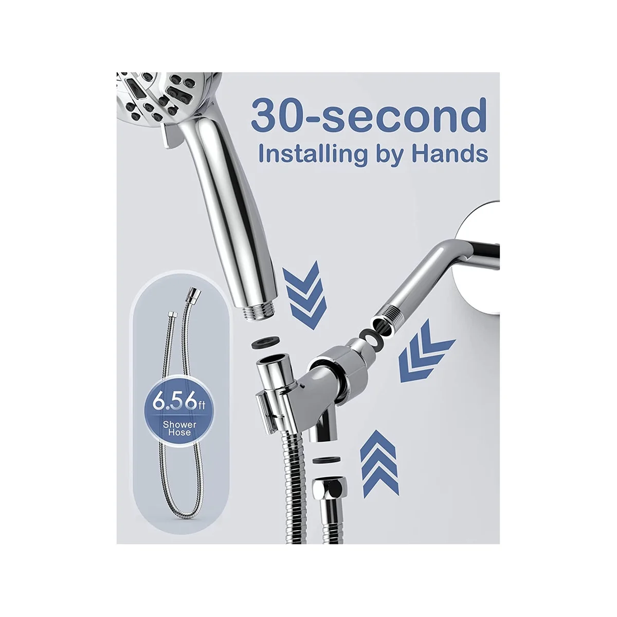 

Handheld Shower Head with Filters, High Pressure Showerhead with Tub&Tile Power Wash Without 1.5M Long Hose