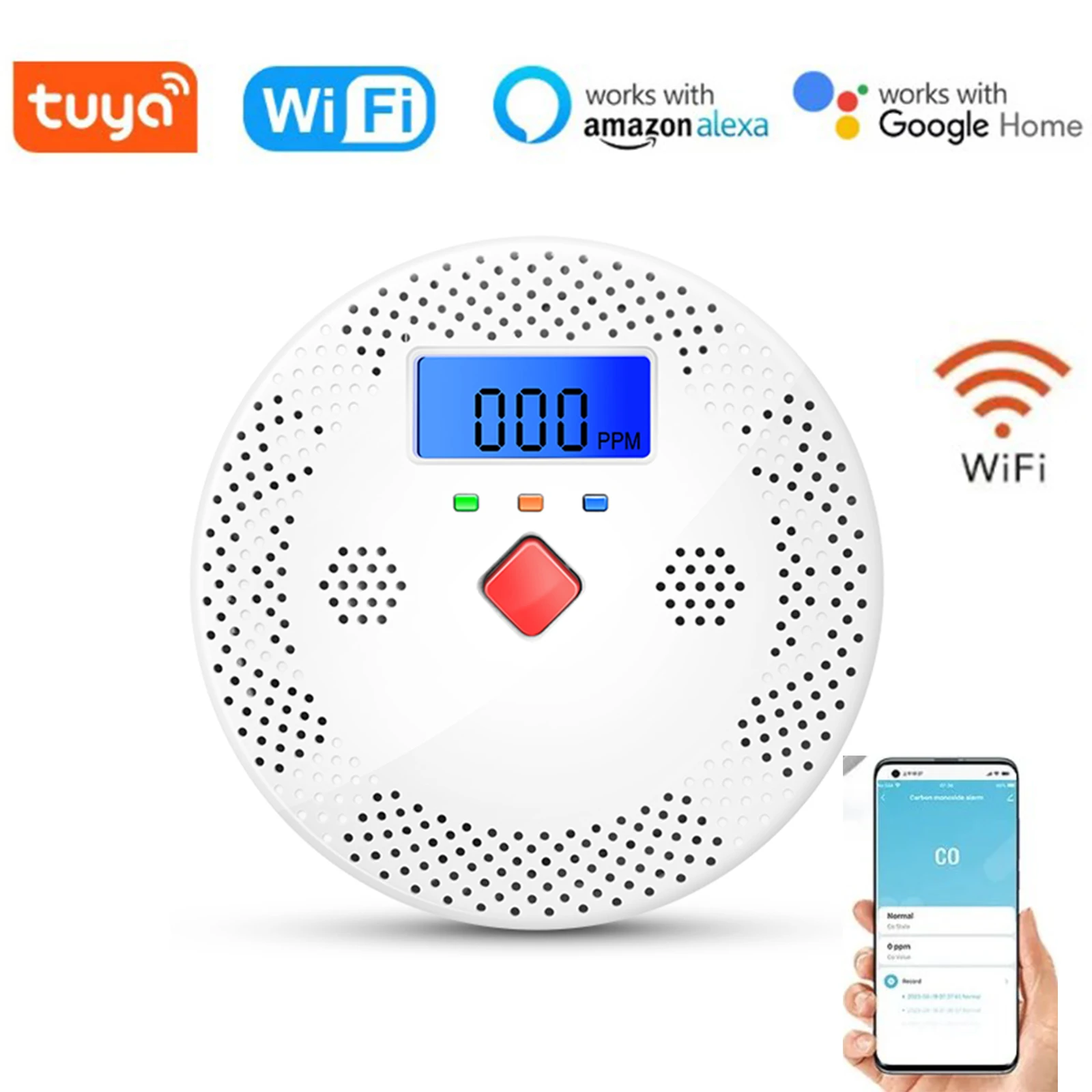 

Смарт-детектор угарного газа для Tuya, WiFi, 85 дБ