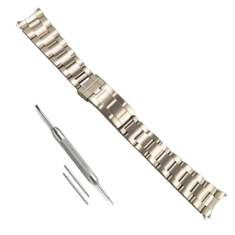 

Watch Accessories 20mm Brushed Polish Stainless Steel Oyster Watch Band Strap Bracelet Curved End Strap Fit For RLX Watch