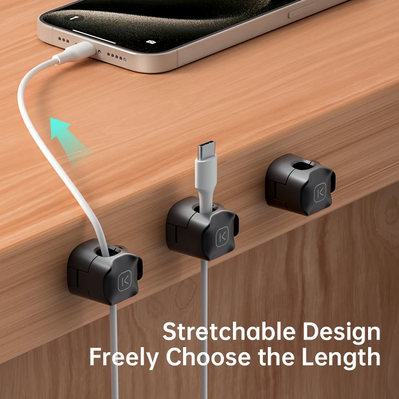 KUULAA 3/6 Pcs Cable Clip Cable Holder Adhesive Wire Keeper Cord Cable Organizer for Home Office Under Desk Management — view 3