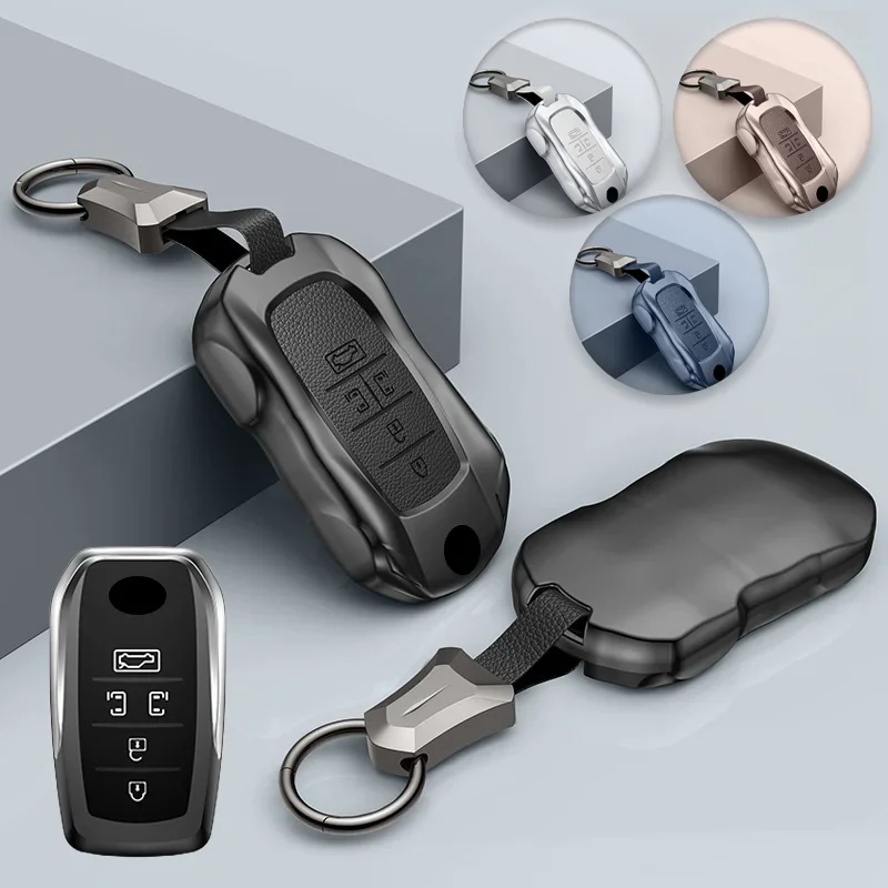 

Кожаный Автомобильный Брелок для смарт-ключей из алюминиевого сплава с брелоком для Toyota Previa Alphard 2014-2020