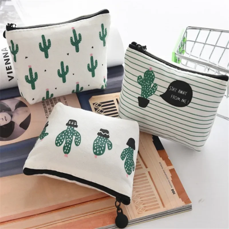 1PCS Mini Women's Purse Coin Holder Wallet Money Bags Canvas Coin Key Card Wallet Zipper Change Case
