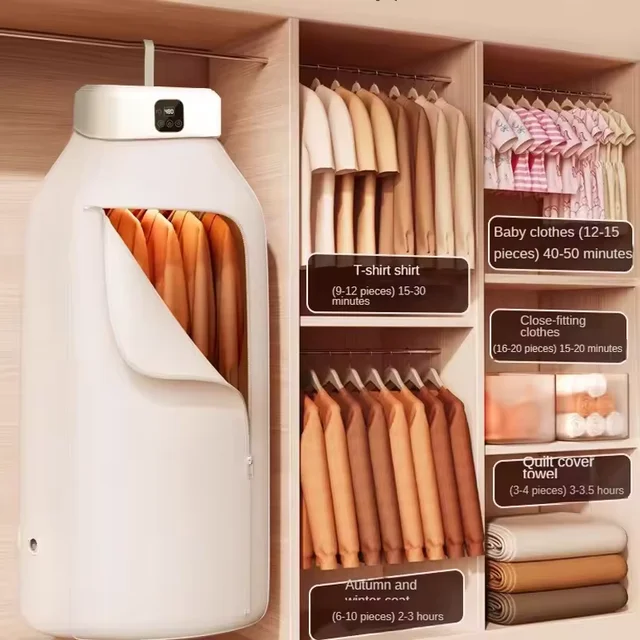 Foldable Mini Electric Clothes Dryer with Remote Control Intelligent Timer Fast Drying Cabinet and Portable Travel Drying Bag 4
