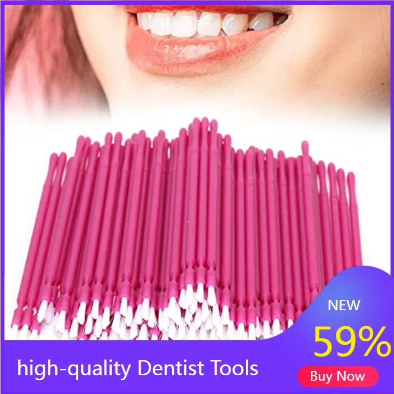 

100Pcs/Box Dental Tool Disposable Micro Applicator Brushes Long Head Brush Bendable Sticks for Makeup Dentistry Care Cleaning