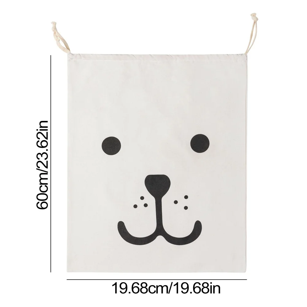 Large Cotton and Linen Laundry Bag Clothes Toys Storage Bag Printing Fabric Drawstring Duffle Dirty Clothes Organizer Bags