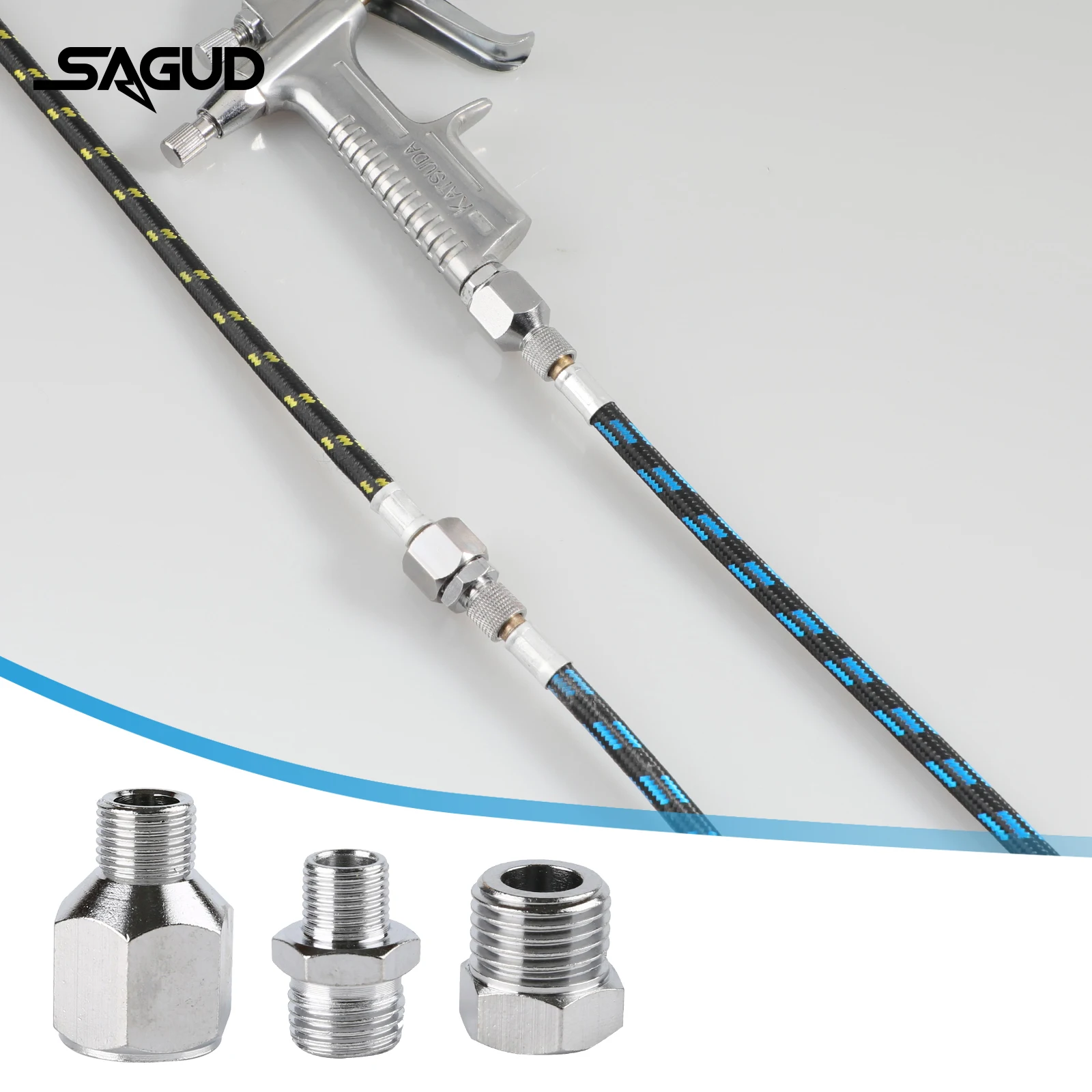 SAUGD 9PCS/Set Airbrush Adaptor Fitting Accessories Replacement Kit Coupling Connector Tool For Compressor and Air Brush Hose 4