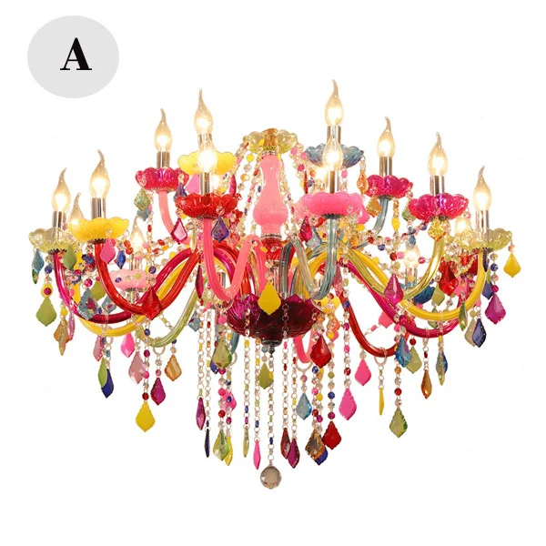 white chandelier Colorful crystal chandelier pink, green, purple, red, blue living room bedroom dining room girl children's room chandelier small chandeliers Chandeliers