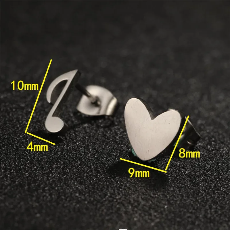 Edelstahl Mini-Ohrstecker für Damen Minimalistische Schlangen-, Vogel-, Schmetterlings- und Tier-Ohrringe Modeschmuck Musik-Neuron-Punk-Ohrstecker – Detail 34