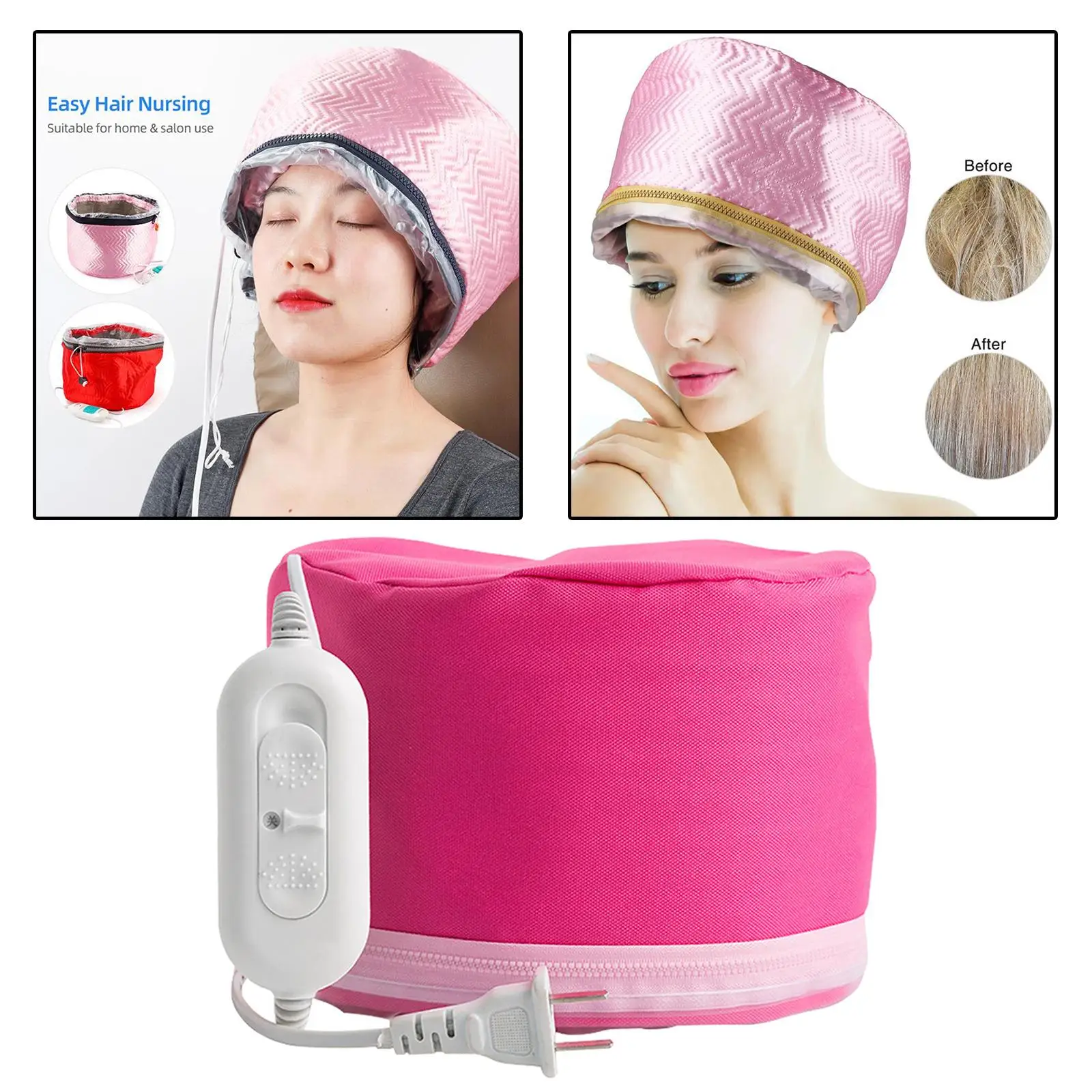 Hair Heating Caps Steamer 3 Adjustable Thermal Heat Caps Hair Steamer for Deep Conditioning , Travel Styling