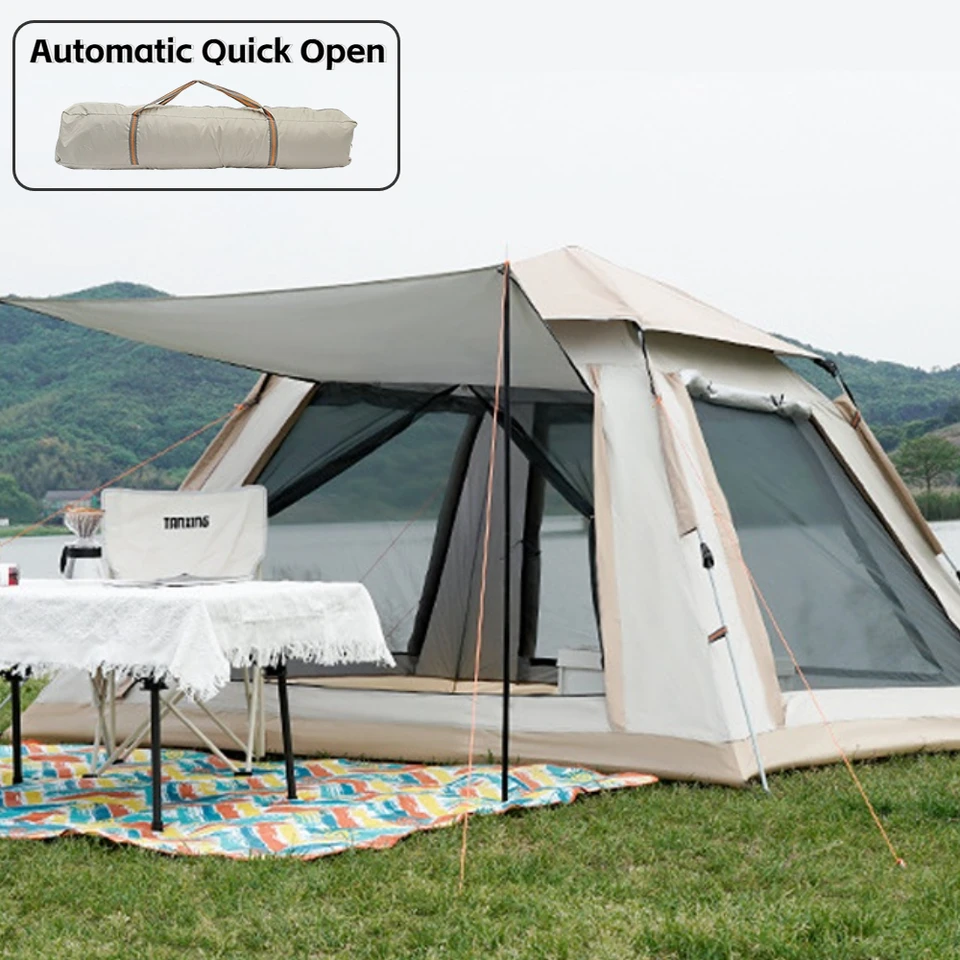 Tenda Tentautomática de Campismo Tenda Instantânea Pop Up Tenda de  Acampamento Familiar 3-4 Pessoas Tenda Automática Impermeável para Acampar  Quintal Exterior (Azul)