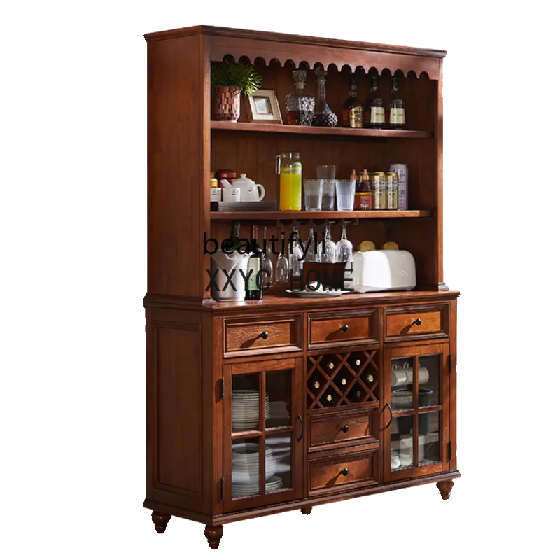 

American Living Room Wine Cabinet Entrance Pure Solid Wood Sideboard Cabinet Corridor Wall Hallway Table Hall Cabinet