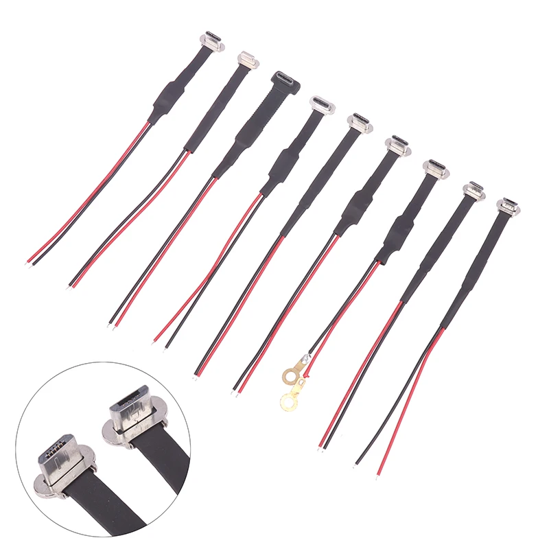 새로운 타입-C USB 커넥터 FPC 2핀 3핀 저항기 R1 포함 소프트 플랫 케이블 남성용 충전 케이블 고속 충전 연장선 (휴대폰용)