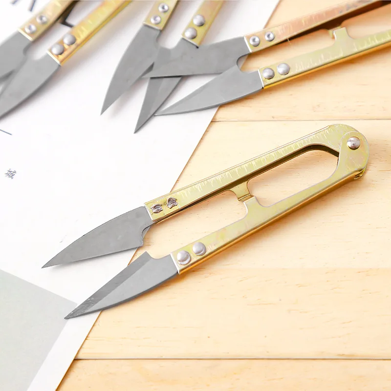 1Pcs New Useful Stainless Steel Stitch U-Shape Use Scissors Cut Fishing Line Trimming Nipper Essential Cross Accessories 2