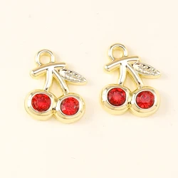 Exquisite Red Cherry Charms for DIY Jewelry Creations - Set of 5 (Style 7)