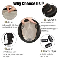 Silk Base Topper Europe Human Hair Toppers For Women Clip Ins Hair Extension Hair wigs Hairpiece Seamless Coverage Undetectable Toppers 5