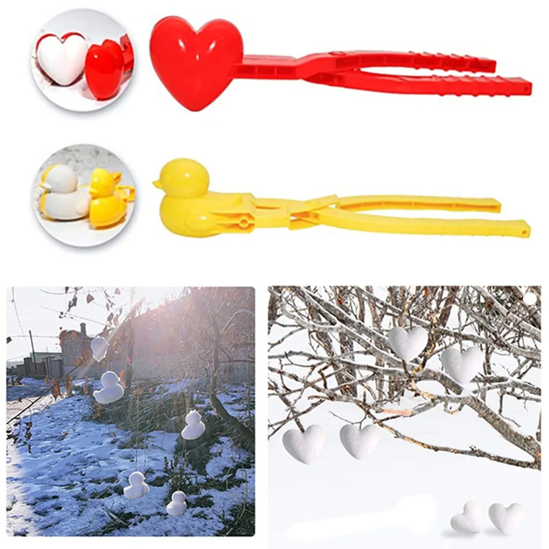 

1/3/4pcs Snowball Maker Clip For Cute Duck/Snowman/Heart Shape Snow Clay Ball Maker Outdoor Sports Toy Snow Ball Mold for Kids