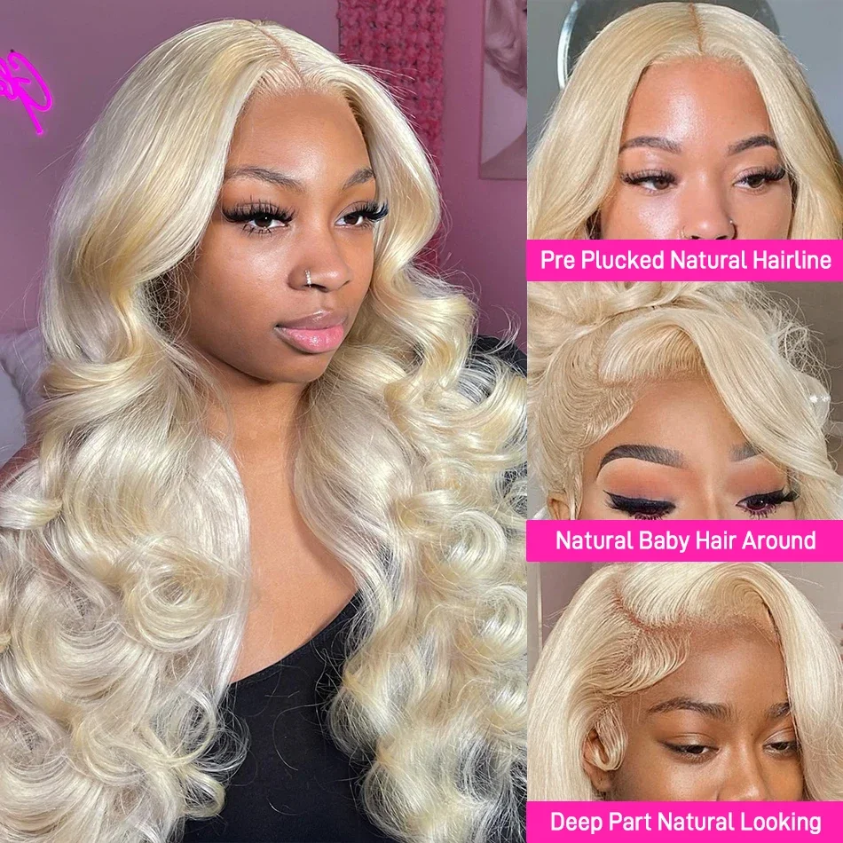 613 Blonde Wig Body Wave Wigs Human Hair 13x6 Hd Lace Frontal Wig Transparent Lace 250 Density 13x4 Lace Front Human Hair Wig 3
