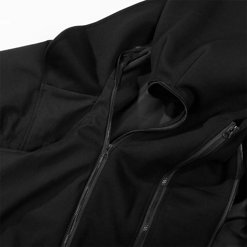 Unisex High Street Functional Cargo Jacket Techwear Fake two-piece Tactical Windbreaker Coats Streetwear Men's clothing Oversize 5