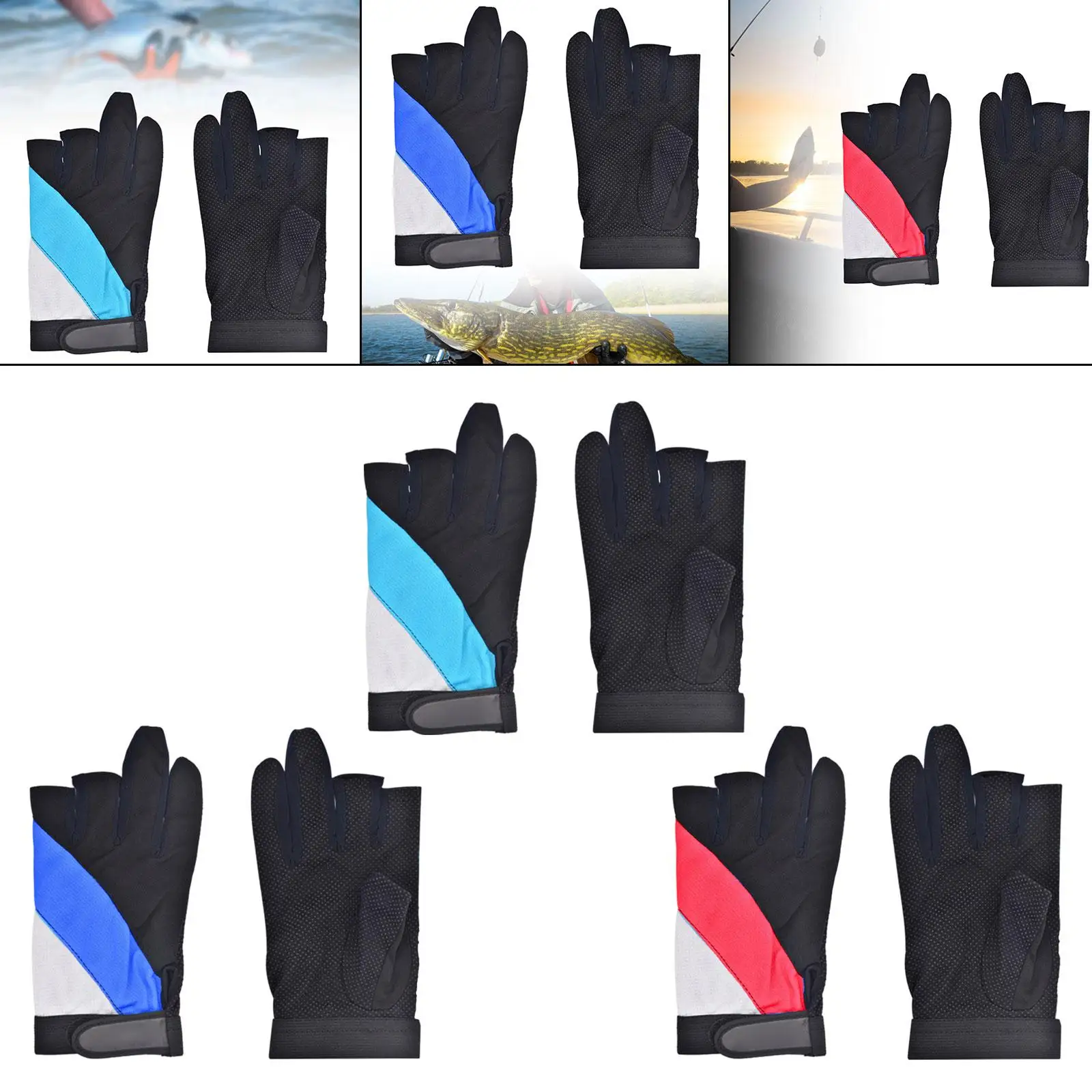 3 Cut Fingers Gloves 3 Fingerless Cycling Gloves for Camping Cycling Hiking