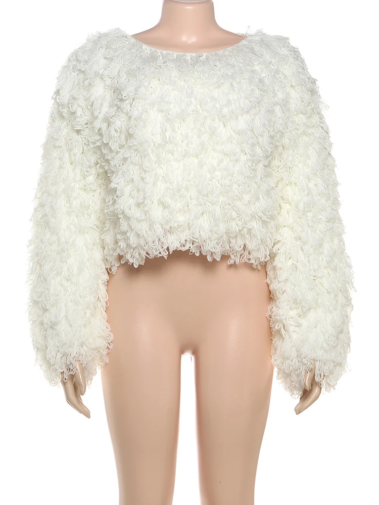 Nibber Street Fashion 2 Piece Set Woman o-Neck Full Sleeve Furry Tassel Sweater+Turtleneck Skinny Romper Causal Elegant Outfits