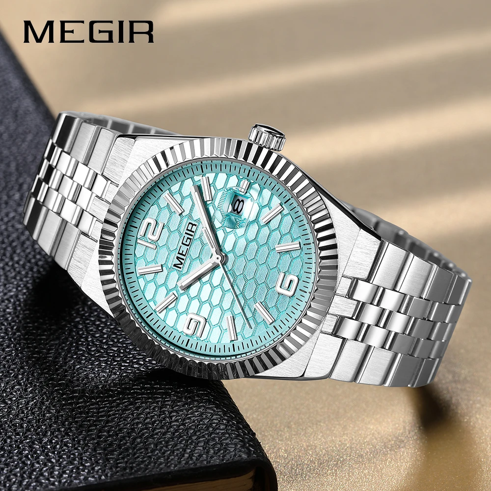MEGIR New Quartz Watch for Men  Luxury Brand Stainlss Steel Date Man Wristwatch Fashion Waterproof Clock Original Mens Watches - 2