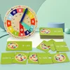 Wooden Clock Model Teaching Aid,Montessori Learning Clocks with Cards,Kindergartner Toy for Game,Interaction Playroom Wall 1