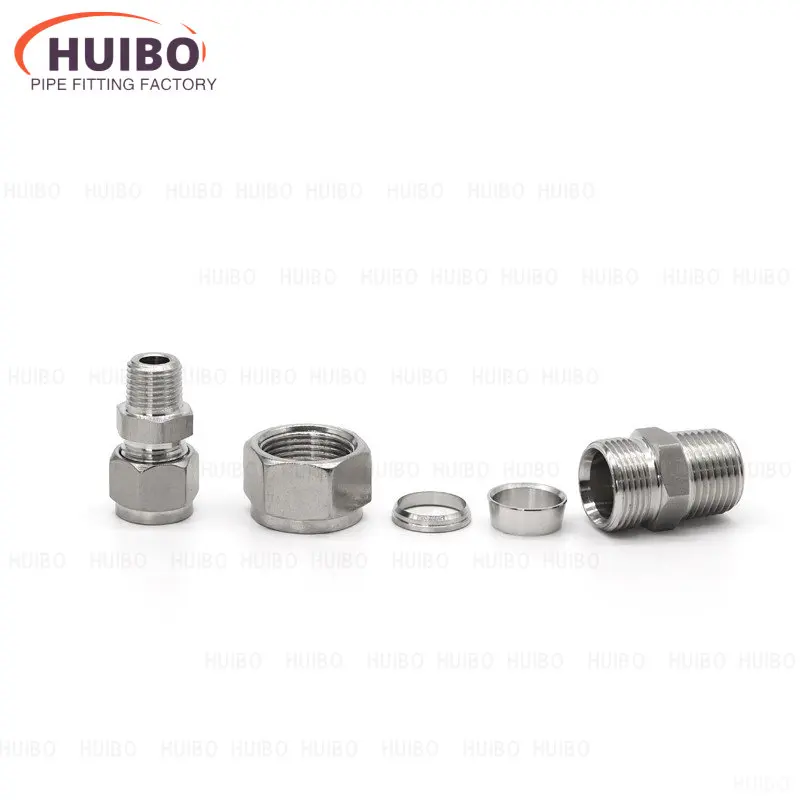 1pcs SS 304 Stainless Steel Pipe Fitting Double Ferrule Ring Compression Connector 6mm~25mm Tube to 1/8