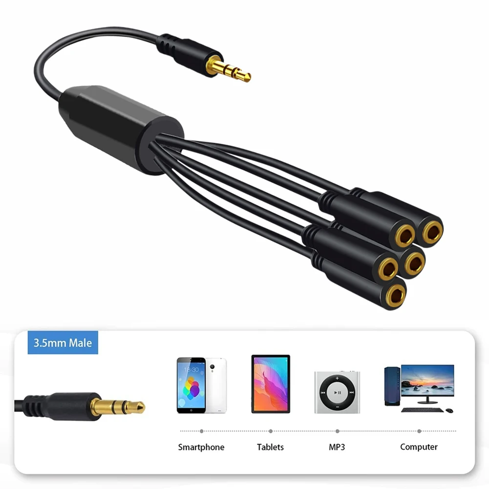 이어폰 헤드셋 스피커용 Aux 스플리터 케이블, 스테레오 스플리터 오디오 케이블, 3.5mm 스플리터 익스텐션 코드, 1-5/6 웨이, 3.5mm