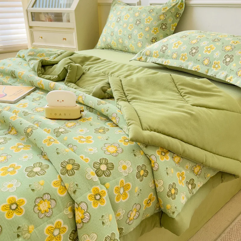 Summer Quilt Summer Quilt Set Bed Comforter 100% Cotton Double-sided Cool Feeling Queen Ice Silk Blanket