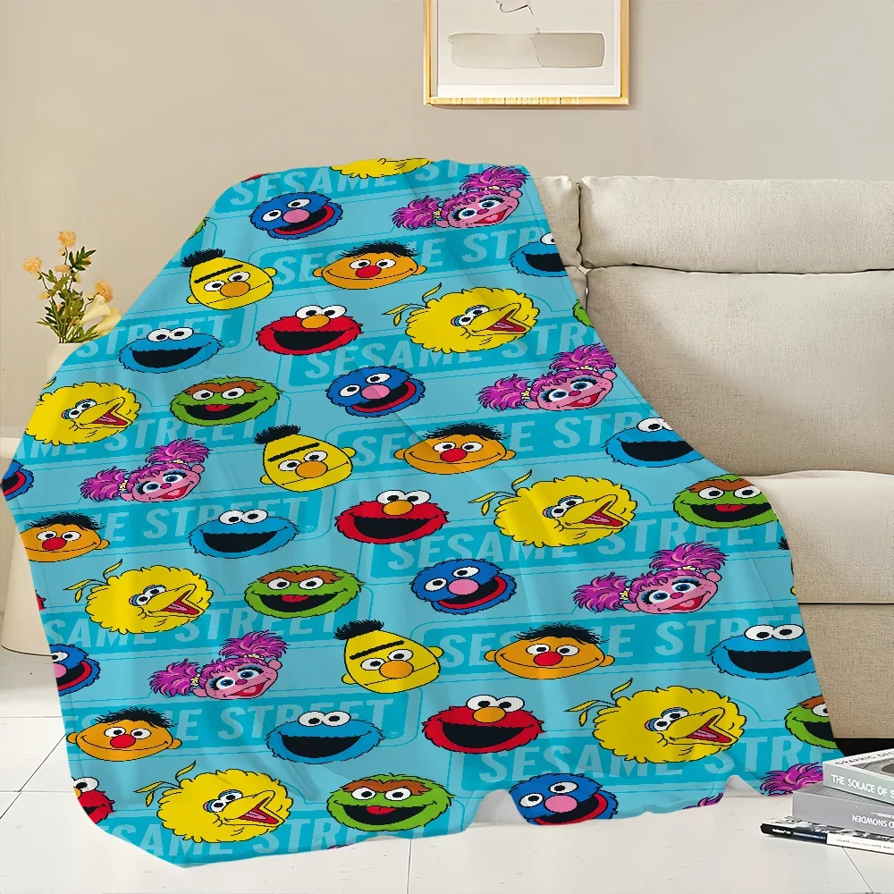 Cartoon S-Sesame Cute S-Street Printed comfortable and sofa living room bedroom Plush blanket suitable for home travel and gifts 3
