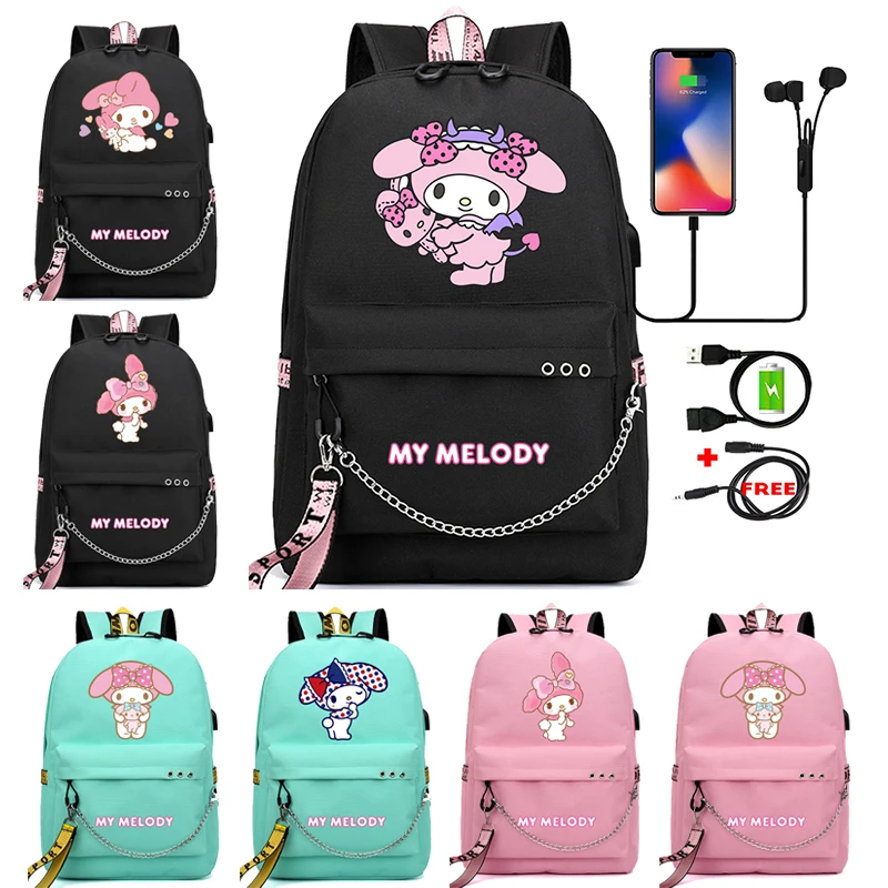 

Kawaii Sanrio My Melody Student Schoolbag Girl Boy Cartoon Backpack for Children Gift Cinnamoroll Kuromi Back To School Backpack
