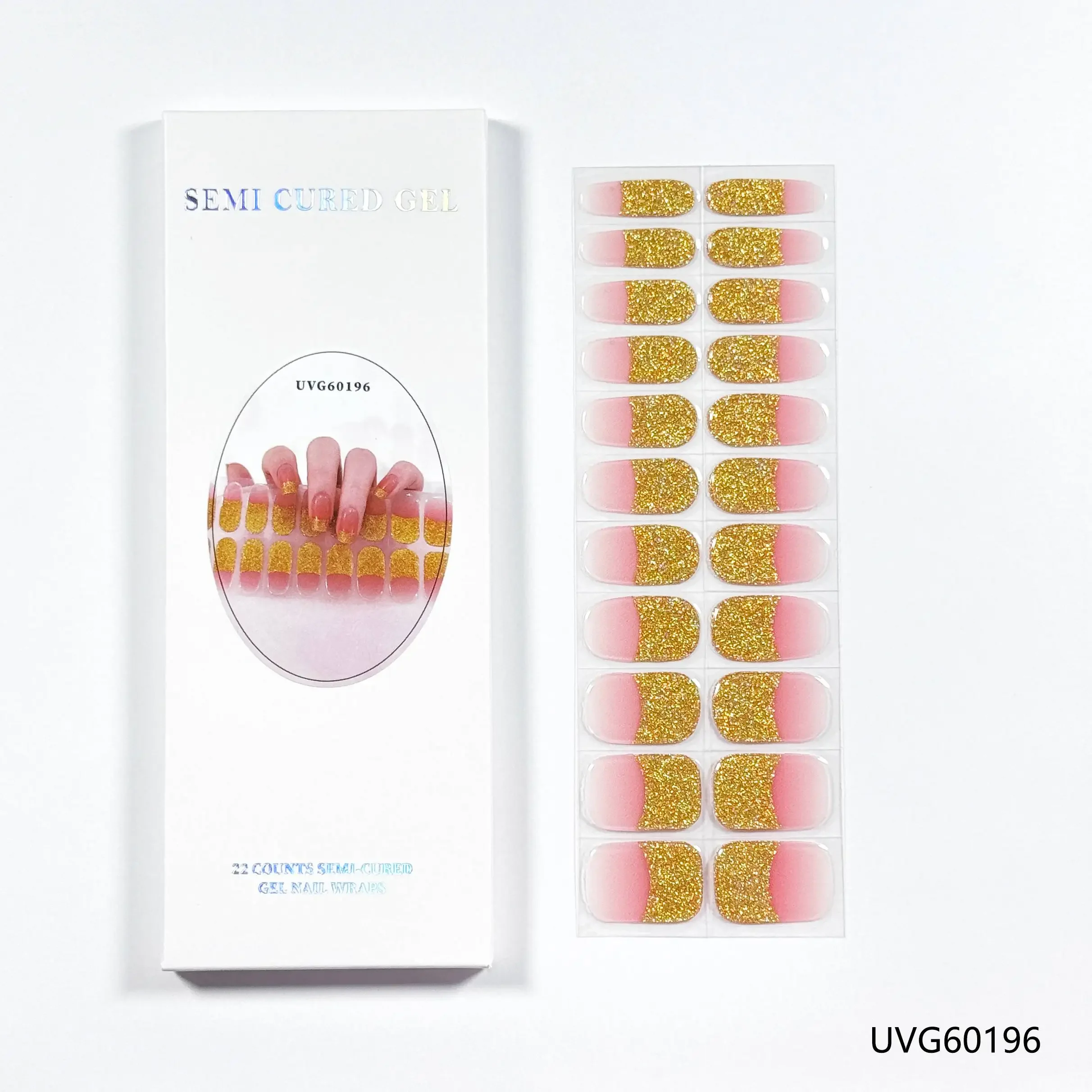 22Tips Semi-Cured Gel Nail Patch Slider Adhesive Waterproof Long Lasting Aurora Full Cover Gel Nail Sticker UV Lamp Needed 5