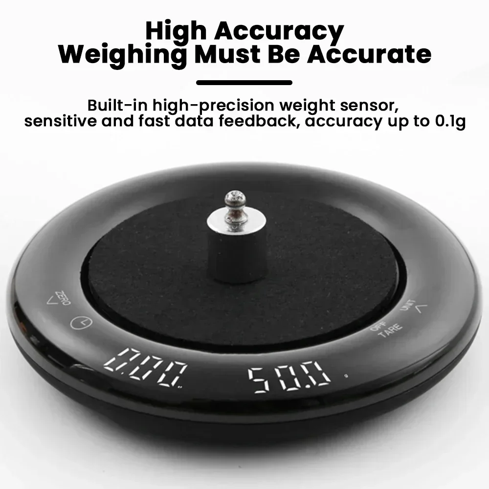 LED Upgrade Espresso Scale with Timer High Precision Ring Silicone Pad Coffee Scale Rechargeable Food Kitchen