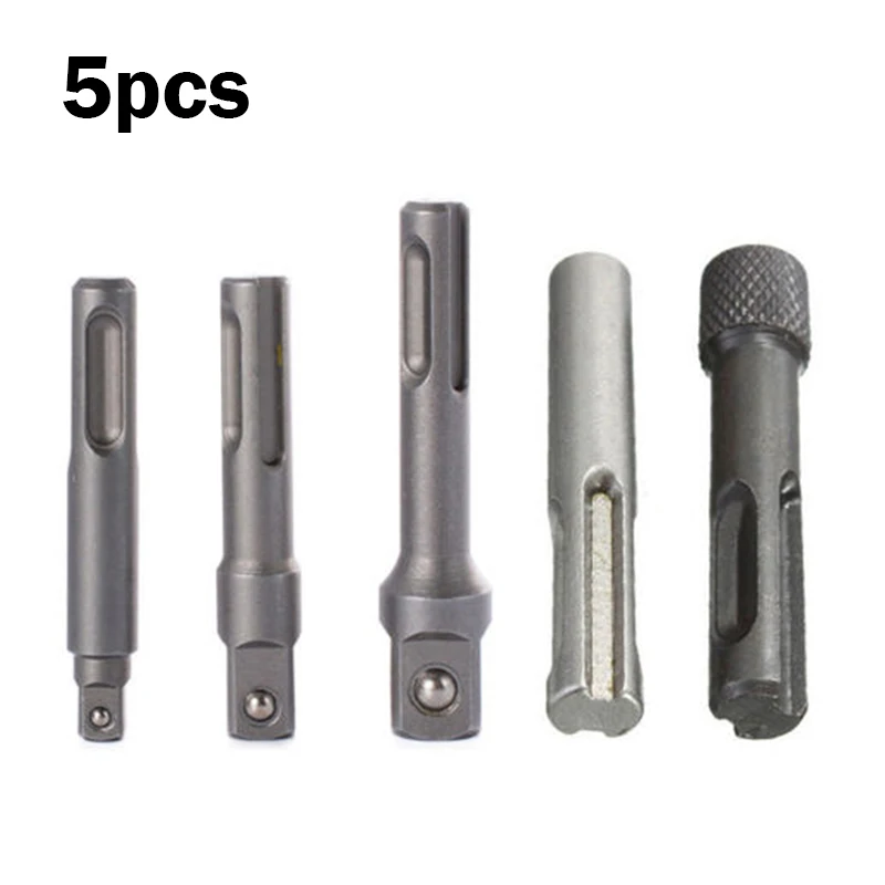

5pcs SDS Plus Socket Driver Drill Bit Hex Shank Chuck Adapter 1/4" 3/8" 1/2" Fits All Quick Change Or Standard Drill Chucks