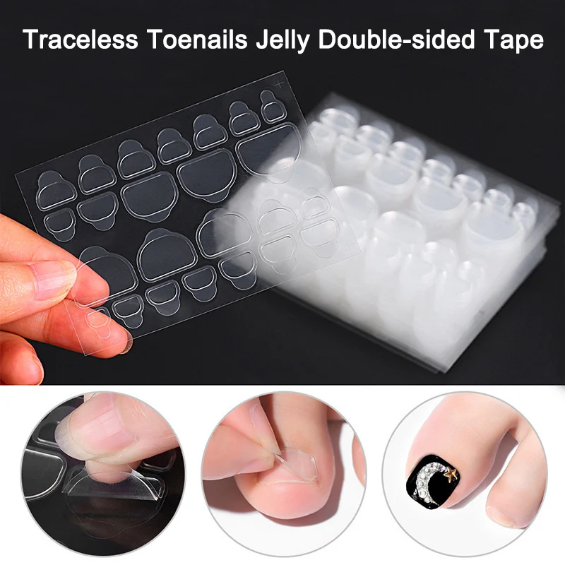 nail glue stickers 5/10/20 Sheets Nail Adhesive Stickers Jelly Waterproof Toenails Double Sided Adhesive Tabs Nail Art Stickers
