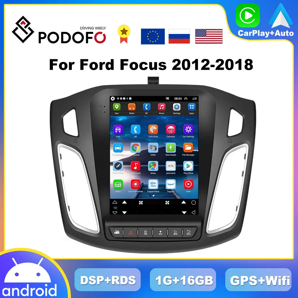 Podofo-Radio con pantalla Vertical estilo Tesla para Ford Focus,  reproductor Multimedia de 9,7 , 2 Din, receptor estéreo, unidad principal  Android, 2012-2018 - AliExpress