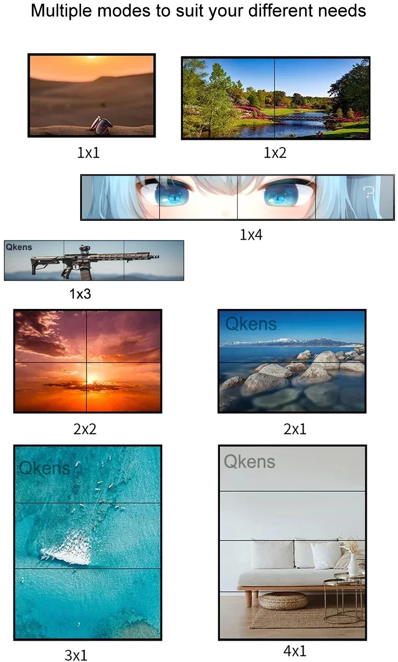 1080p60 2x2 HDMI 비디오 월 프로세서 TV 월 컨트롤러 1입력 4출력 1x2 1x3 1x4 4x1 멀티스크린 스플라이싱 TV 월 비디오 스플라이서