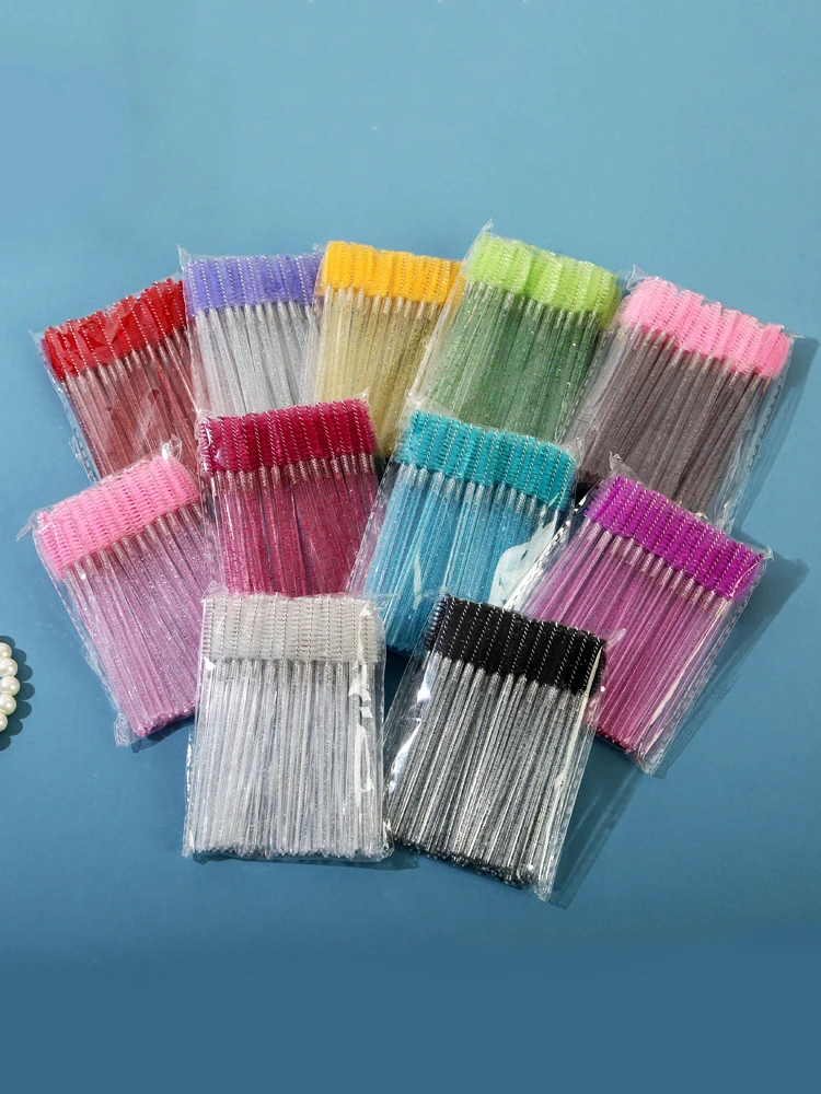 50-teiliges Wimpern- und Augenbrauen-Kamm- und Bürstenset, Spezialisierte Mascara-Bürstenköpfe für Wimpernverlängerungspflege, zum Kämmen und Trennen von Wimpern, Augenbrauen-Formungsbürste, Tragbares Reise-Make-up-Tool, Leicht zu reinigen, Leichtgewichtig für den täglichen Gebrauch – Detail 5