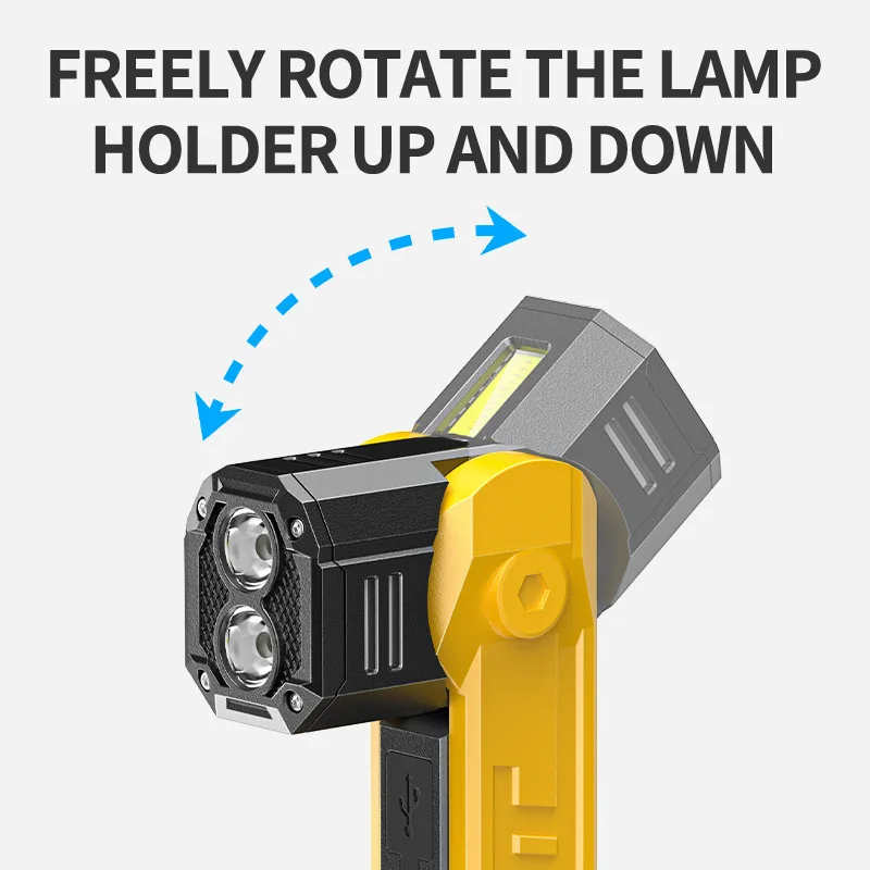 LED+COB 다기능 작업등, Type-C 충전식, 휴대용 자석 손전등