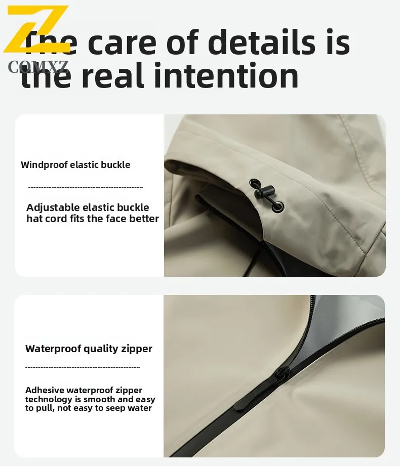 Men HardShell Jacket Windproof Waterproof American style Spring Autumn Outdoor Parka with Breathable Membrane Reflective Strips