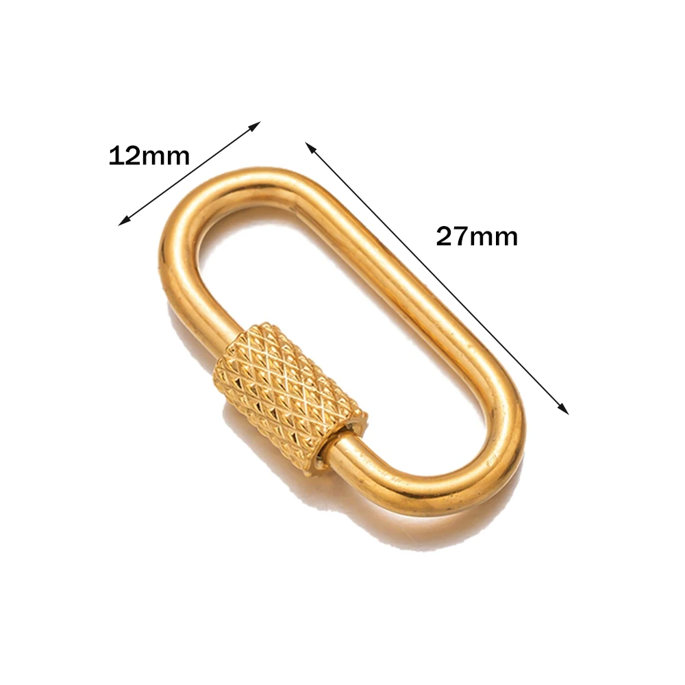 Gold Stainless Steel Heart Screw Carabiner Clips - Set of 5 for DIY Jewelry and Keychain Crafting