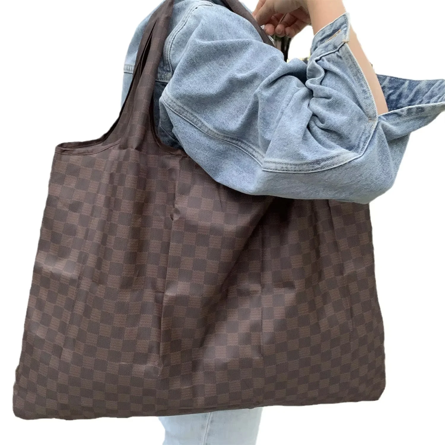 Eco-Friendly Reusable Folding Tote Bag Compact Shoulder Handbag for Travel & Supermarket Shopping Women's Portable Gift Hot Sell - 4