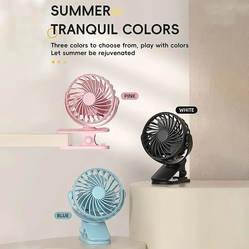 Rechargeable Fan 720° Rotating Hanging Clip Fan with Nightlight for Easy Portability Office Bedroom Dormitory Outdoor Small Fan 4