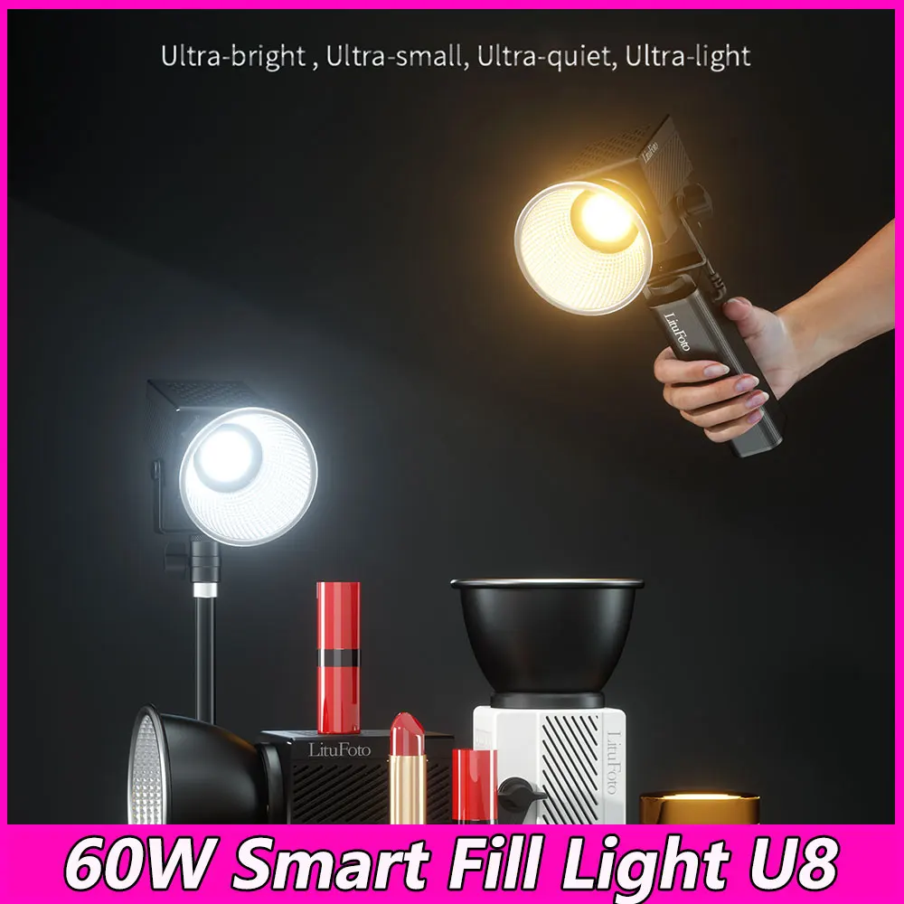 

Litufoto Mini 60W COB, фото-и видеолампа для фото-и видеосъемки, двухцветная, 2800K-6800K с дистанционным управлением