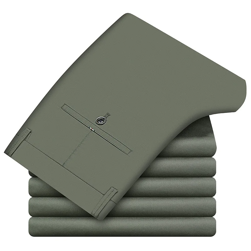 الربيع الصيف القطن Pants غير رسمية ملابس رجالي مستقيم الأعمال الأخضر الأسود الكاكي بنطلون ذكر ماركة