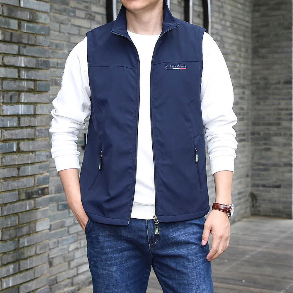 Men's Leather Fishing Vest Windproof Breathable Outdoor